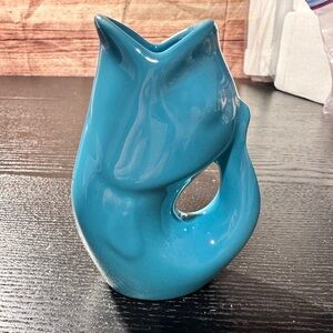 Gurgle Pot fish pitcher in a 4-inch size (mini version) Teal Blue Color